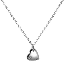 Sterlingsilber 45,5 cm Belcher Kette Herz Halskette mit CZ Kristall