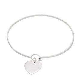 Sterlingsilber Haken & Öse Armreif mit gravierbarem Herz Anhänger