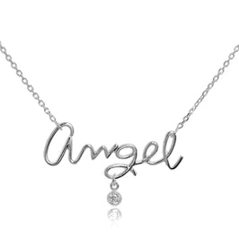 Sterlingsilber & CZ Kristall Engel Halskette an 45,5 cm Kette