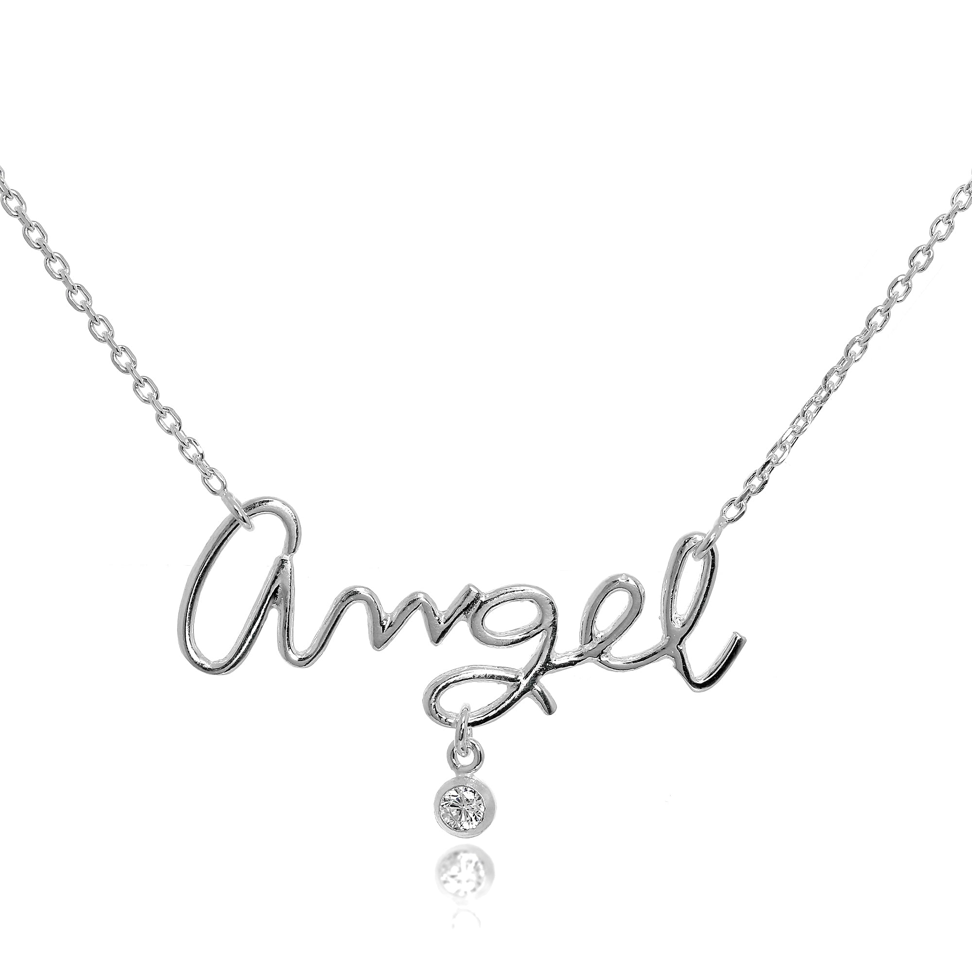 Sterlingsilber & CZ Kristall Engel Halskette an 45,5 cm Kette