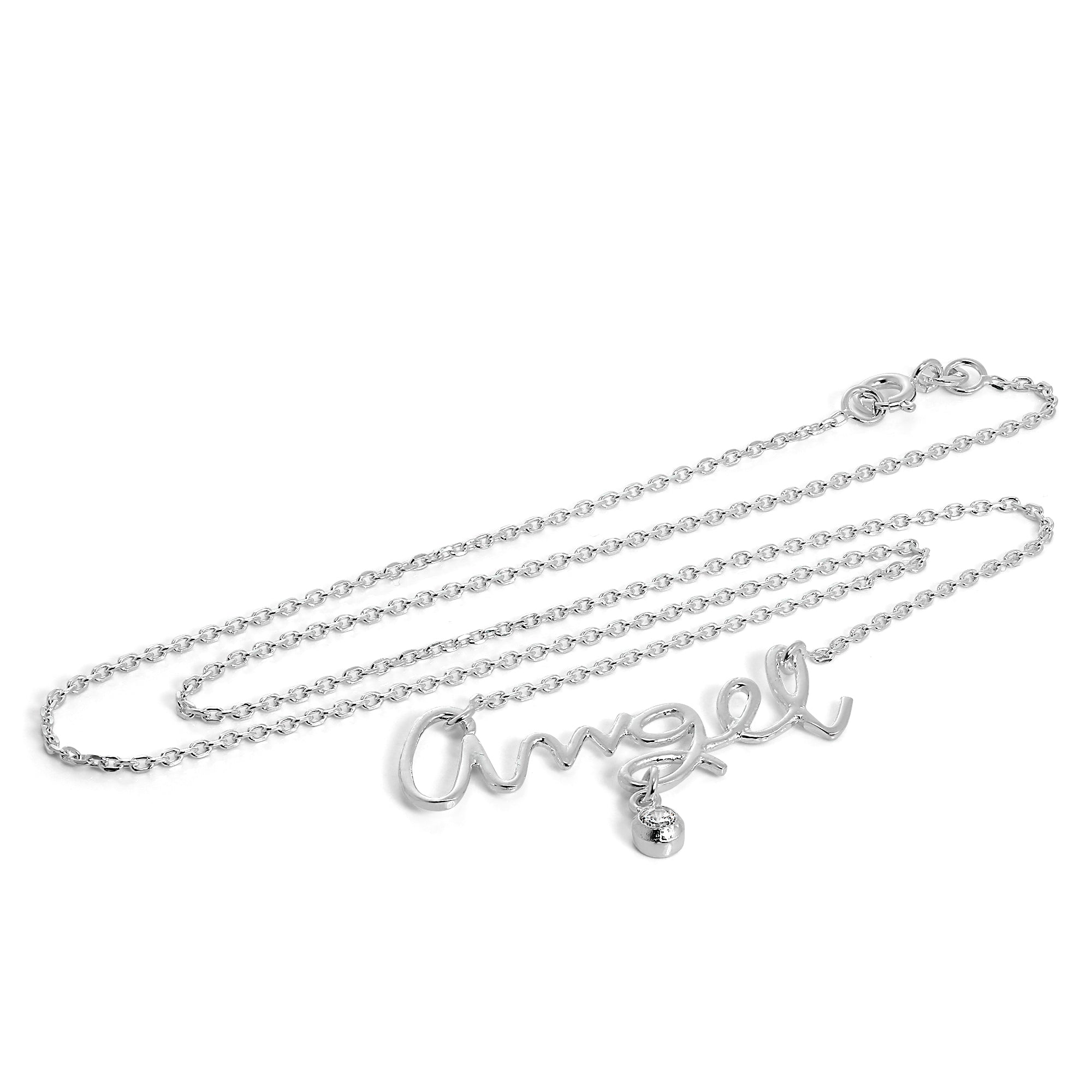 Sterlingsilber & CZ Kristall Engel Halskette an 45,5 cm Kette