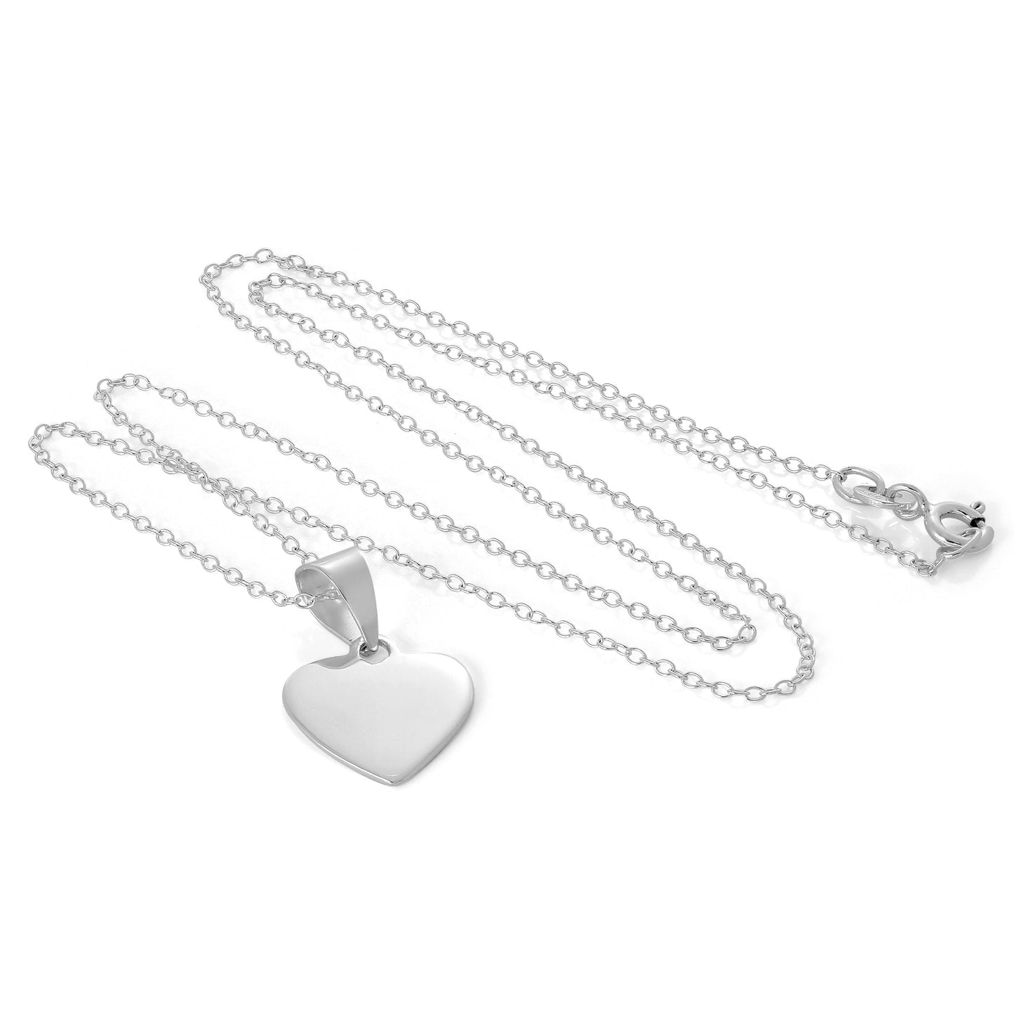 Kleine gravierbare Herz-Halskette aus Sterling Silber an einer 18-Zoll-Kette