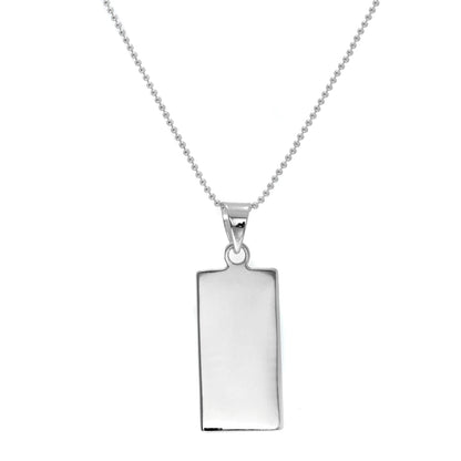 Halskette mit rechteckigem Anhänger aus Sterlingsilber zum Gravieren