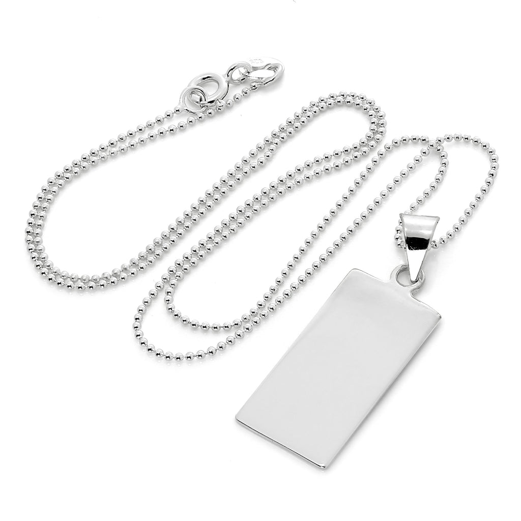 Halskette mit rechteckigem Anhänger aus Sterlingsilber zum Gravieren