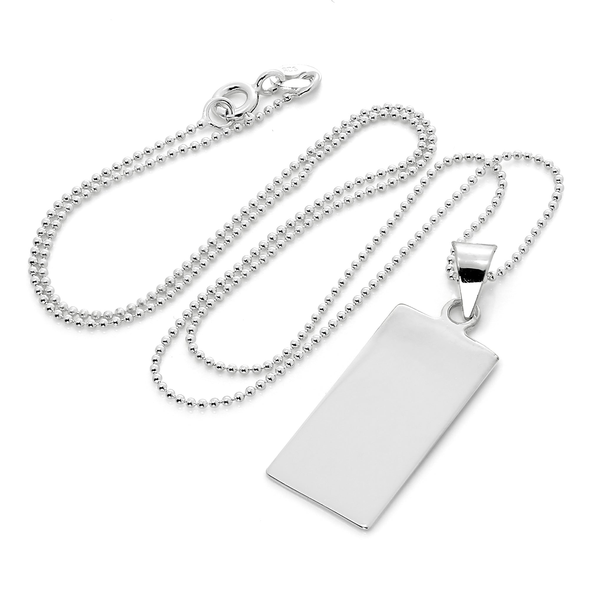 Halskette mit rechteckigem Anhänger aus Sterlingsilber zum Gravieren