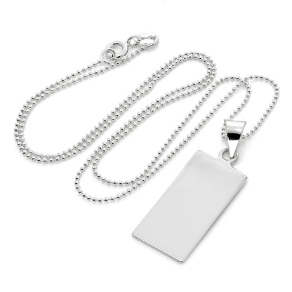 Halskette mit rechteckigem Anhänger aus Sterlingsilber zum Gravieren