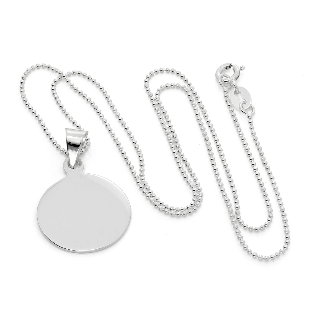Halskette mit rundem Anhänger aus Sterlingsilber zum Gravieren