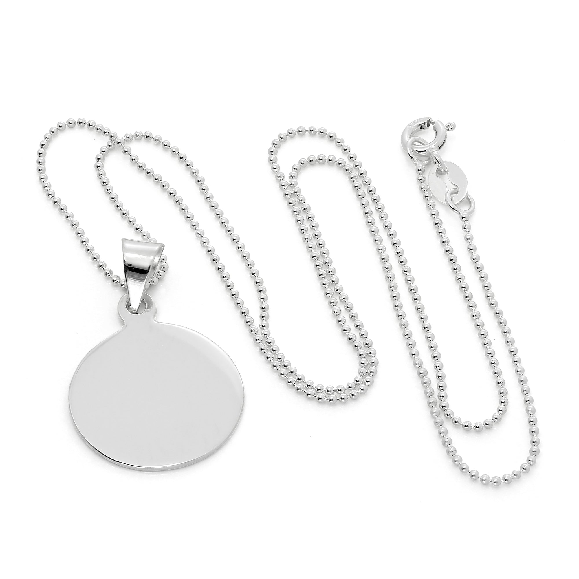 Halskette mit rundem Anhänger aus Sterlingsilber zum Gravieren