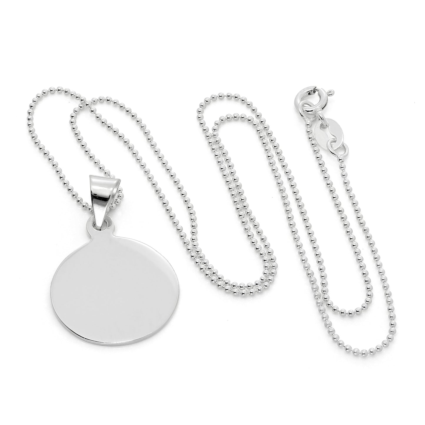 Sterling Silver Round Engravable Pendant Necklace