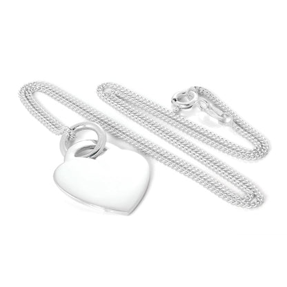 Großer Herzanhänger aus Sterlingsilber zum Gravieren 16–24 Zoll