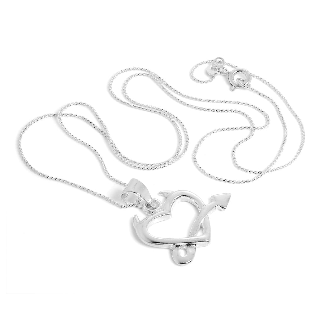 Große Halskette mit Anhänger aus Sterlingsilber in Form eines Teufelsherzens, 16–22 Zoll