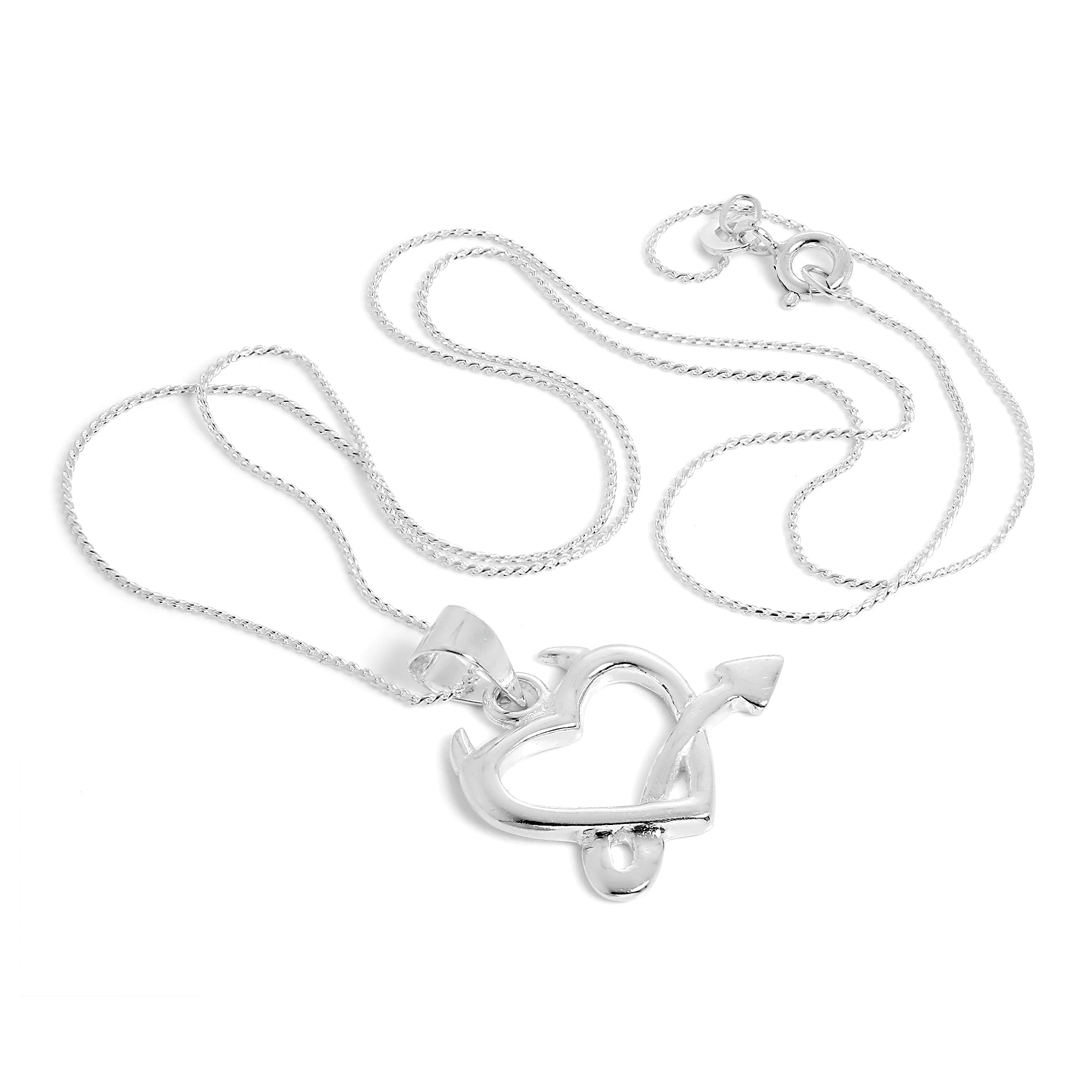 Große Halskette mit Anhänger aus Sterlingsilber in Form eines Teufelsherzens, 16–22 Zoll