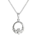 Sterlingsilber Rund Claddagh Anhänger Halskette an 45,5 cm Kette
