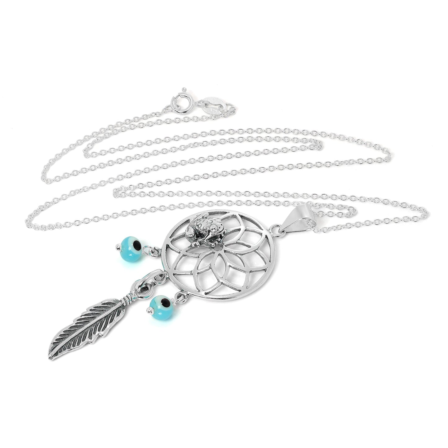 Große Sterling Silber Traumfänger Halskette an Kette