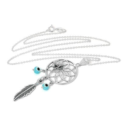 Große Sterling Silber Traumfänger Halskette an Kette