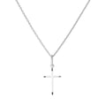 Halskette aus Sterlingsilber mit mattem und poliertem Kreuzanhänger, 40–56 cm