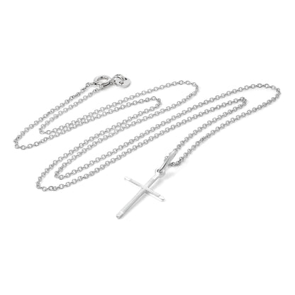 Halskette aus Sterlingsilber mit mattem und poliertem Kreuzanhänger, 40–56 cm