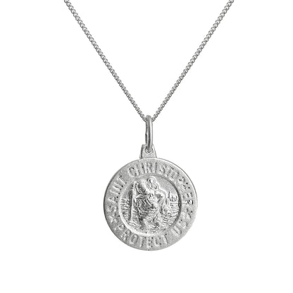 Mattes Sterlingsilber-Anhänger mit St.-Christophorus-Medaille, 40–56 cm