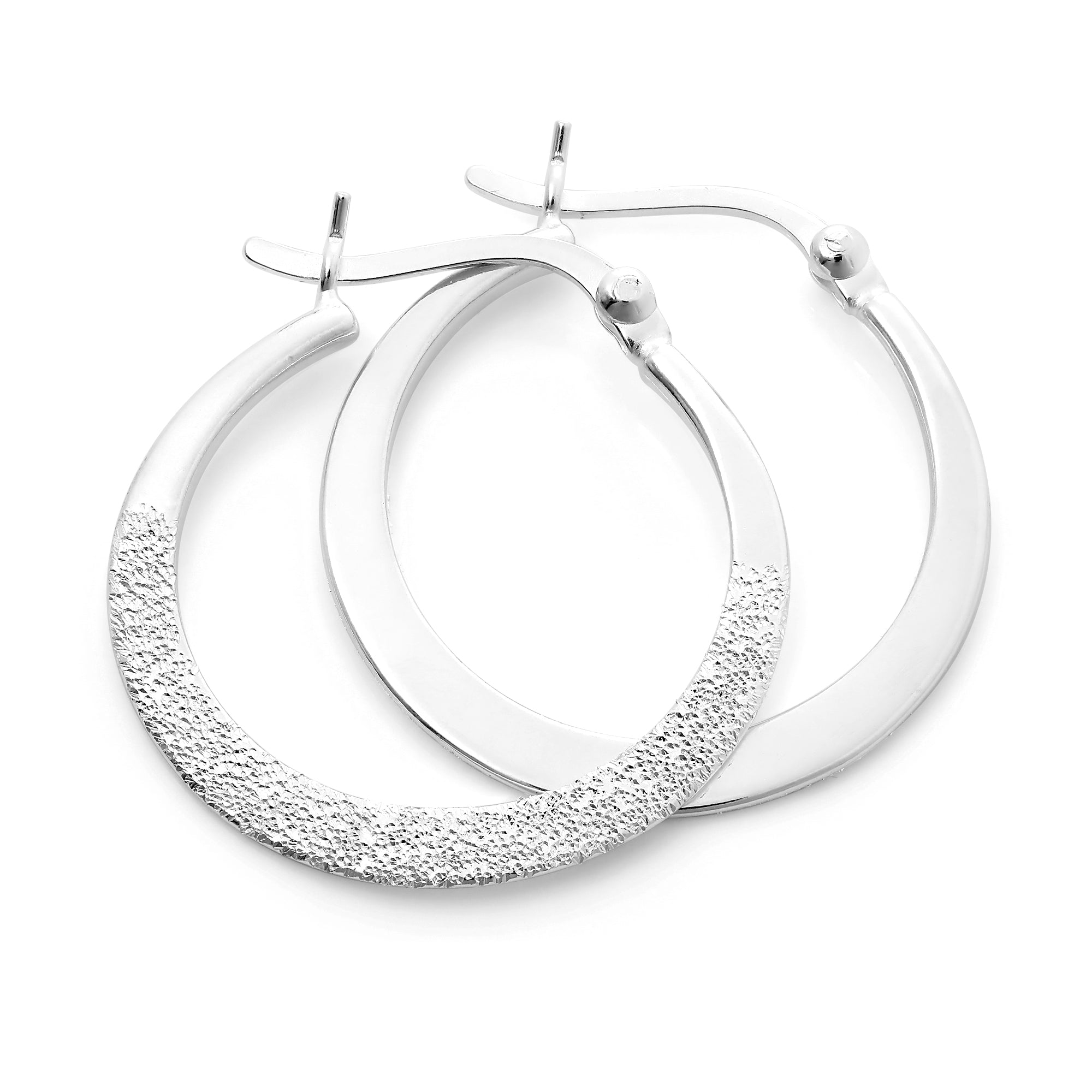 Sterlingsilber Mattiert 22 mm Creolen Ohrringe