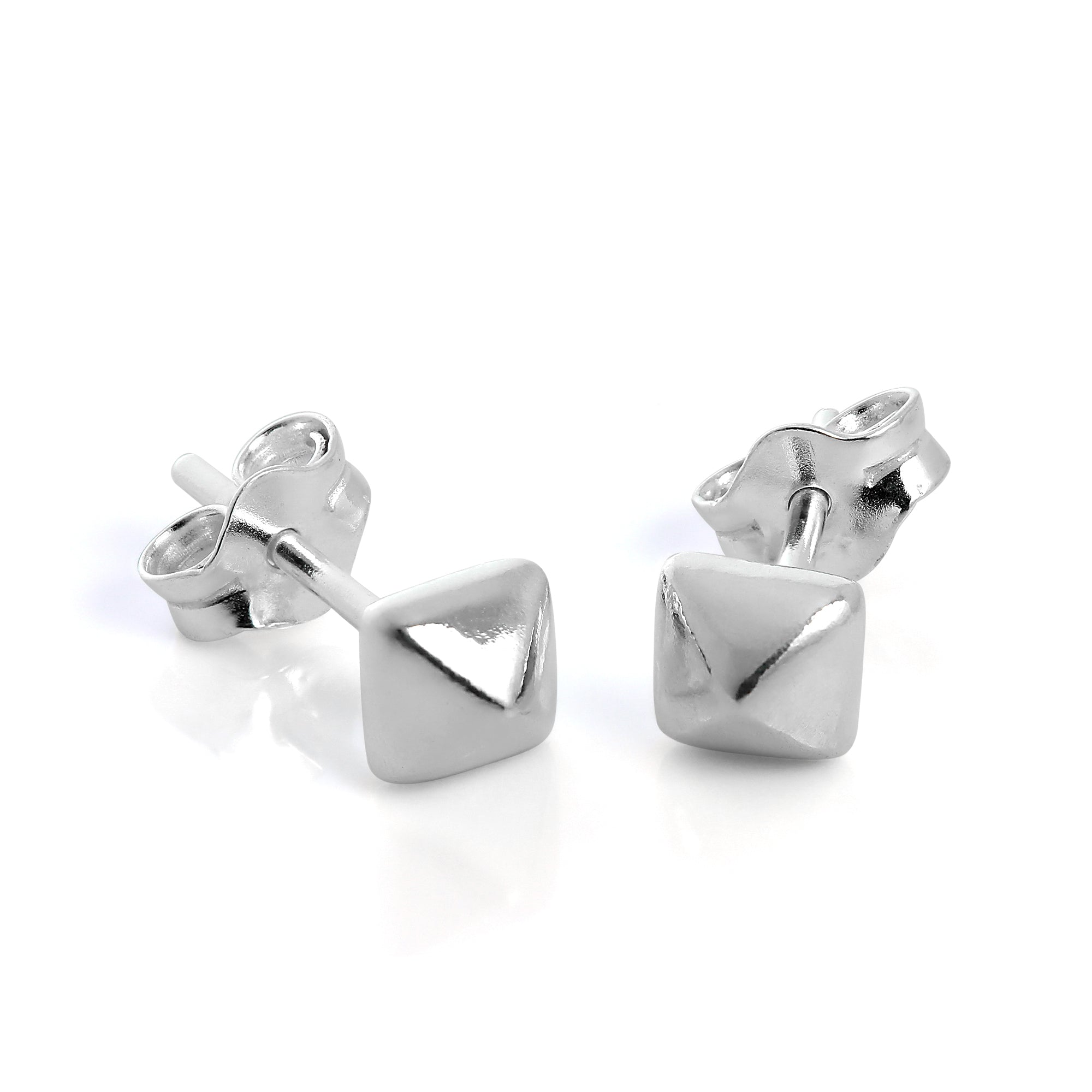 Sterlingsilber Quadrat Pyramide Ohrstecker