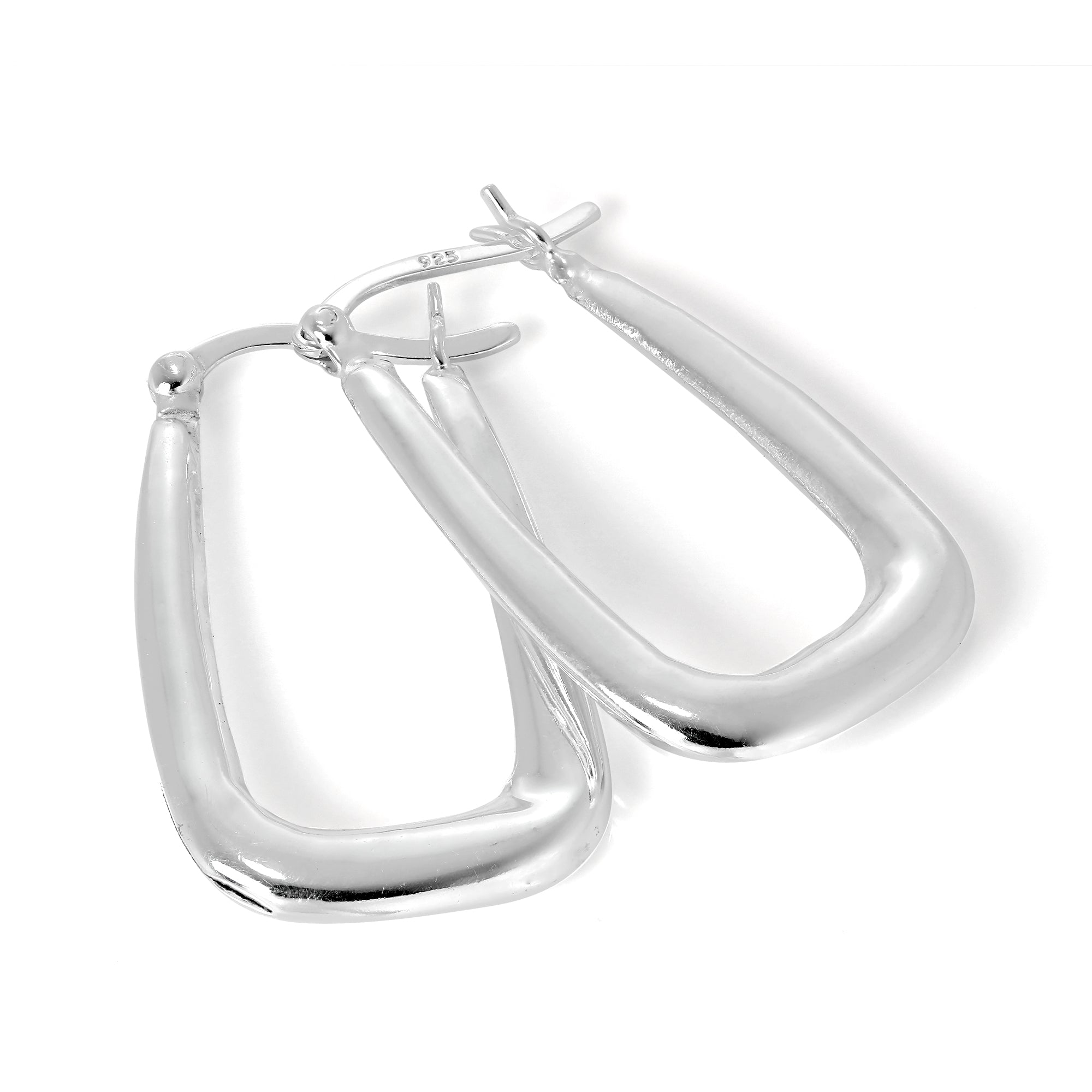Sterlingsilber Länglich Quadratisch 16 mm Creolen Ohrringe