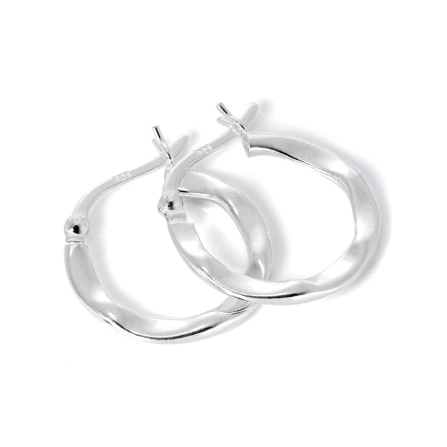 Abgeflacht Sterlingsilber 17mm Creolen Ohrringe