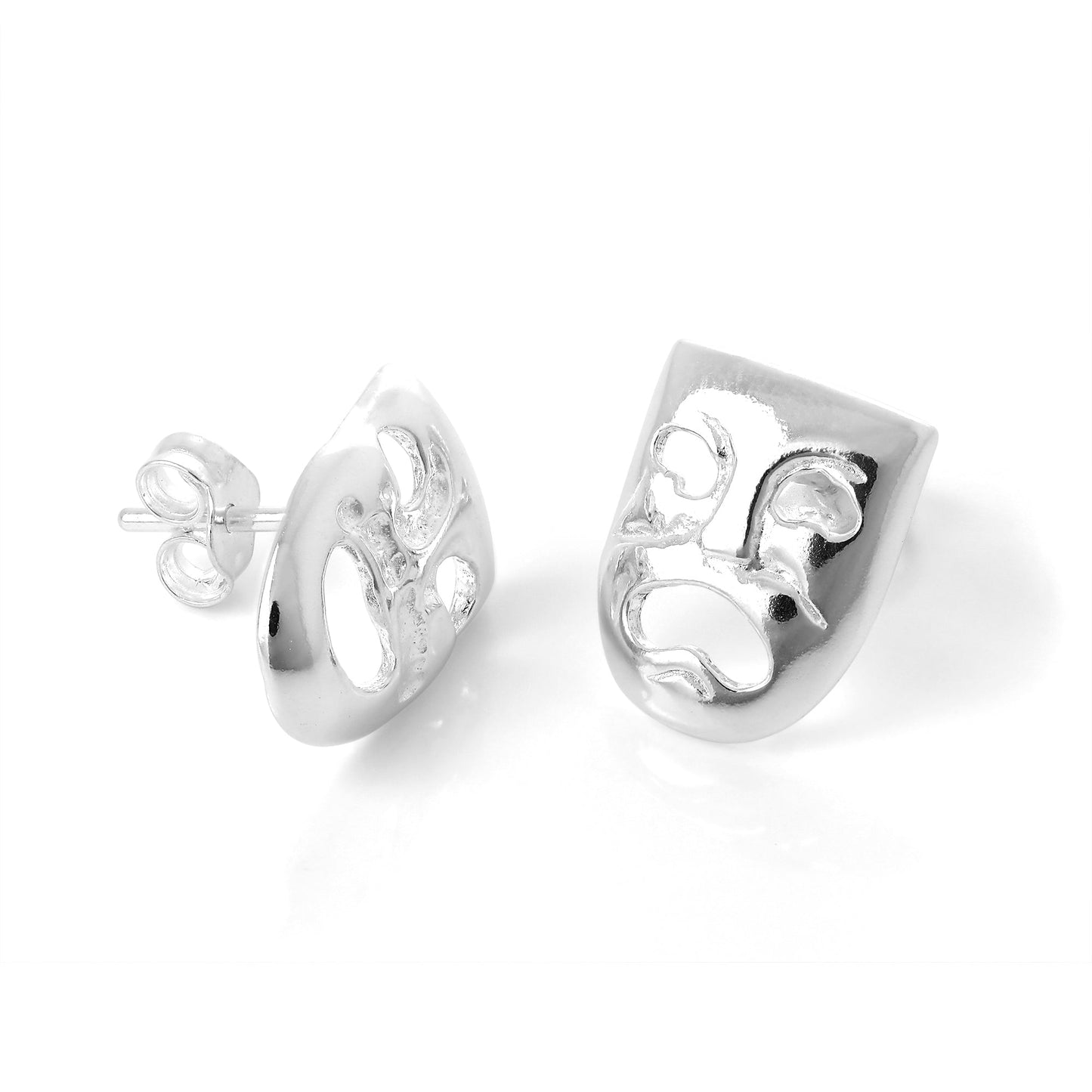 Sterlingsilber Tragödie & Komödie Masken Ohrstecker