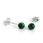 Sterlingsilber & 4 mm Malachit Stein Ohrstecker