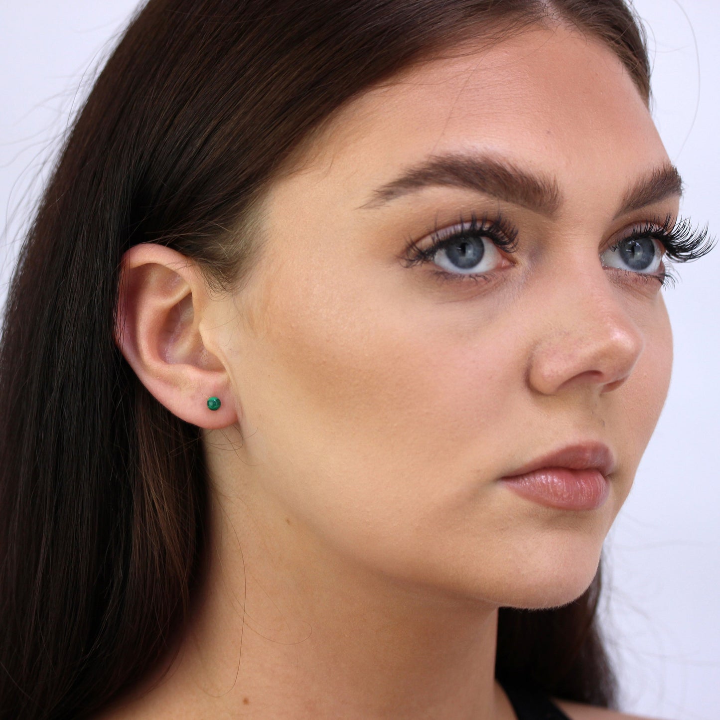 Sterlingsilber & 4mm Malachit Stein Ohrstecker