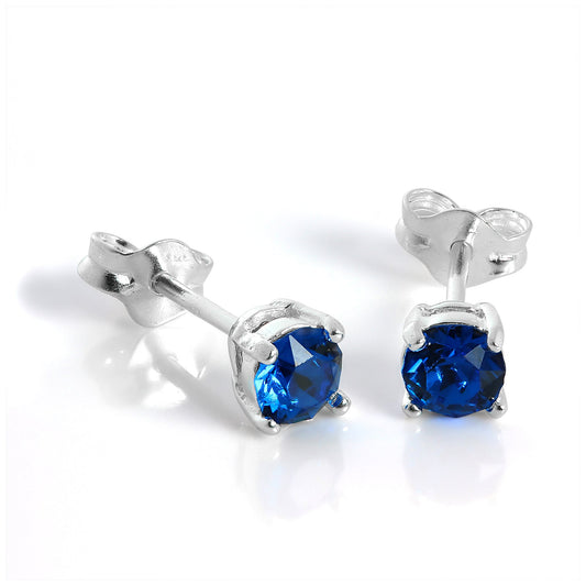 Sterlingsilber & 4mm Quadrat Blau Capri Quartz Ohrstecker