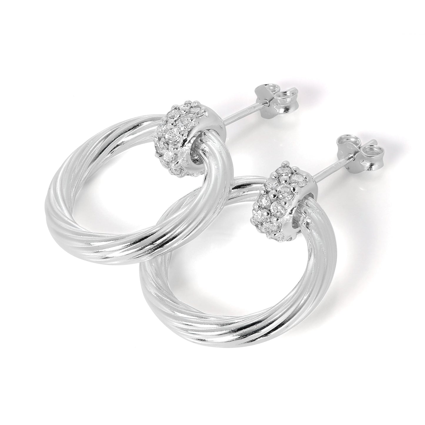 Sterlingsilber & CZ Kristall Ohrstecker & Creolen Ohrstecker