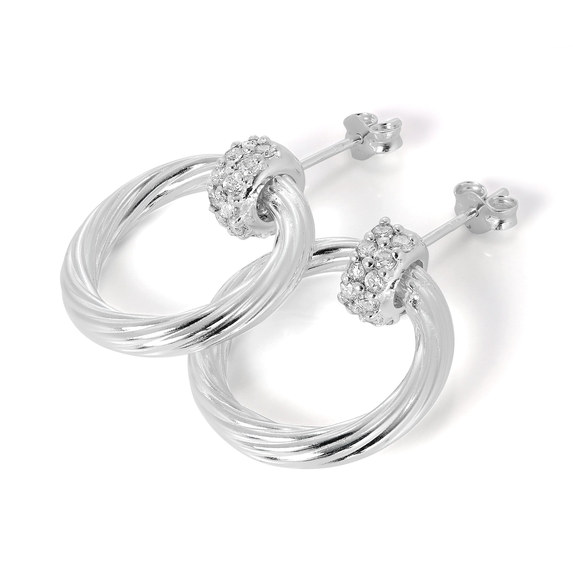 Sterlingsilber & CZ Kristall Ohrstecker & Creolen Ohrstecker