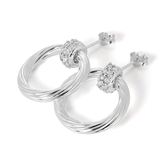 Sterlingsilber & CZ Kristall Ohrstecker & Creolen Ohrstecker