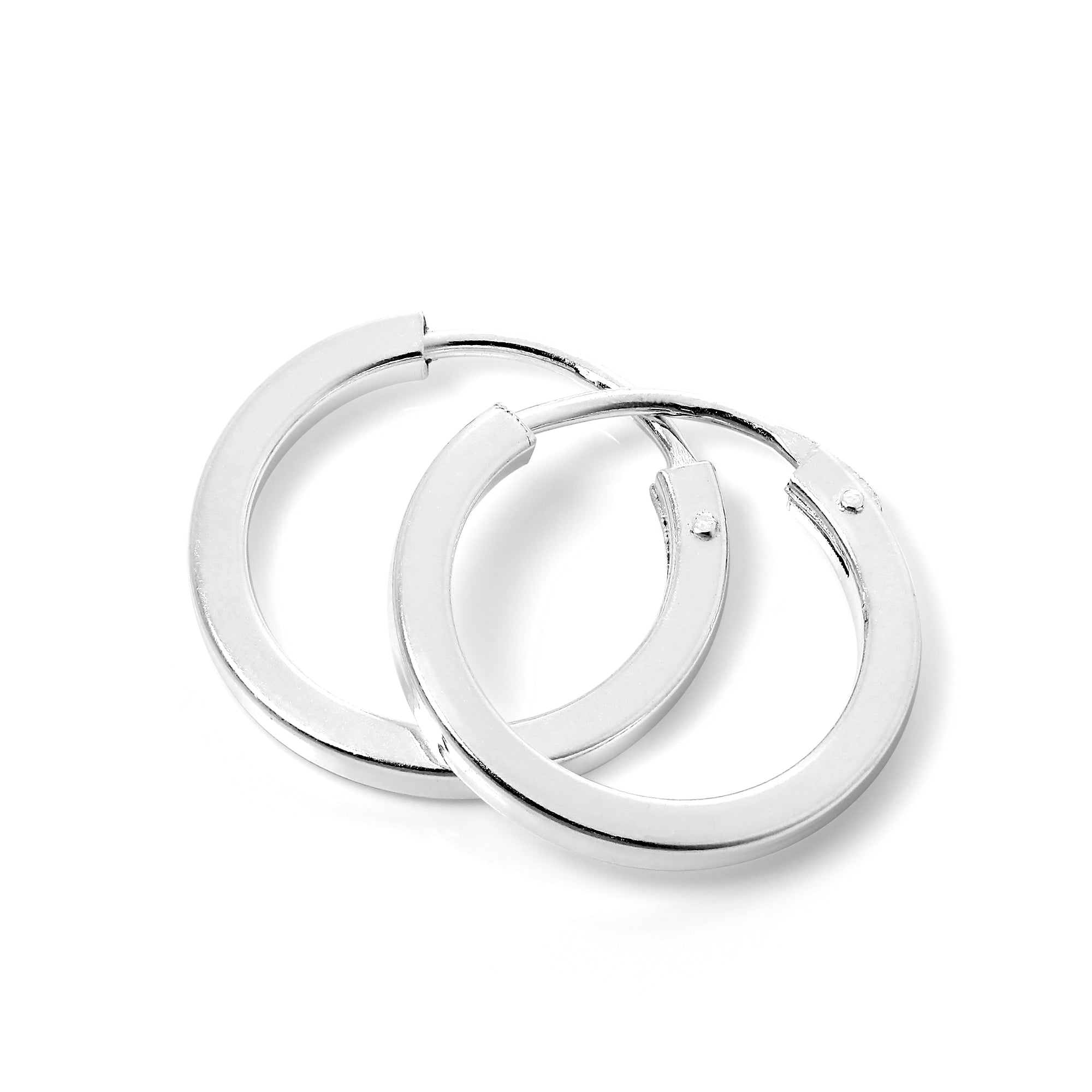 Einfach Sterlingsilber 14 mm Quadrat Schläfer Creolen Ohrringe