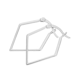 Sterlingsilber Offen Diamant Form Creolen Ohrringe