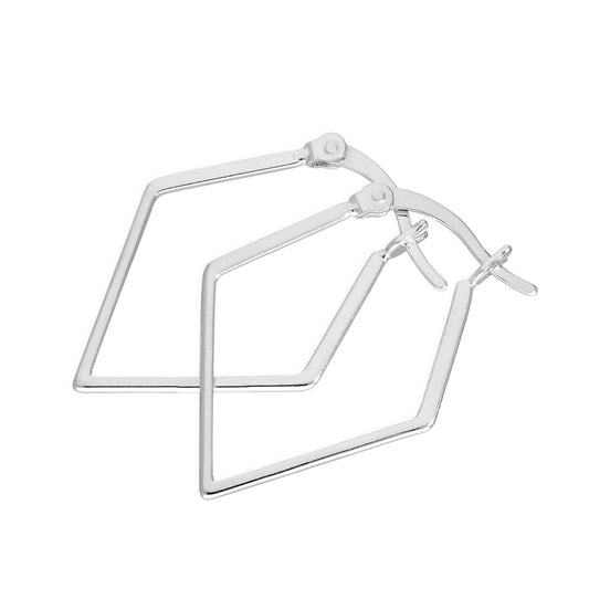 Sterlingsilber Offen Diamant Form Creolen Ohrringe