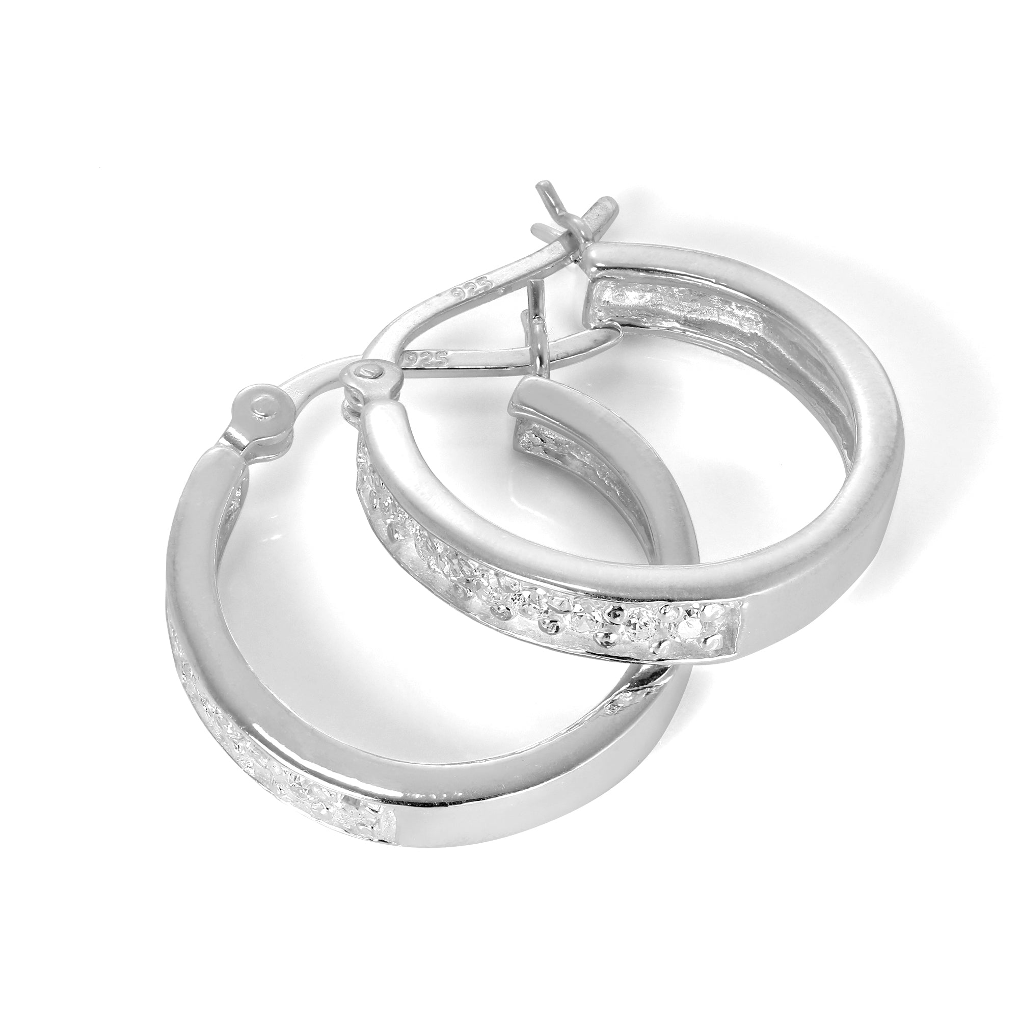 Sterlingsilber & CZ Kristall 18 mm Creolen Ohrringe