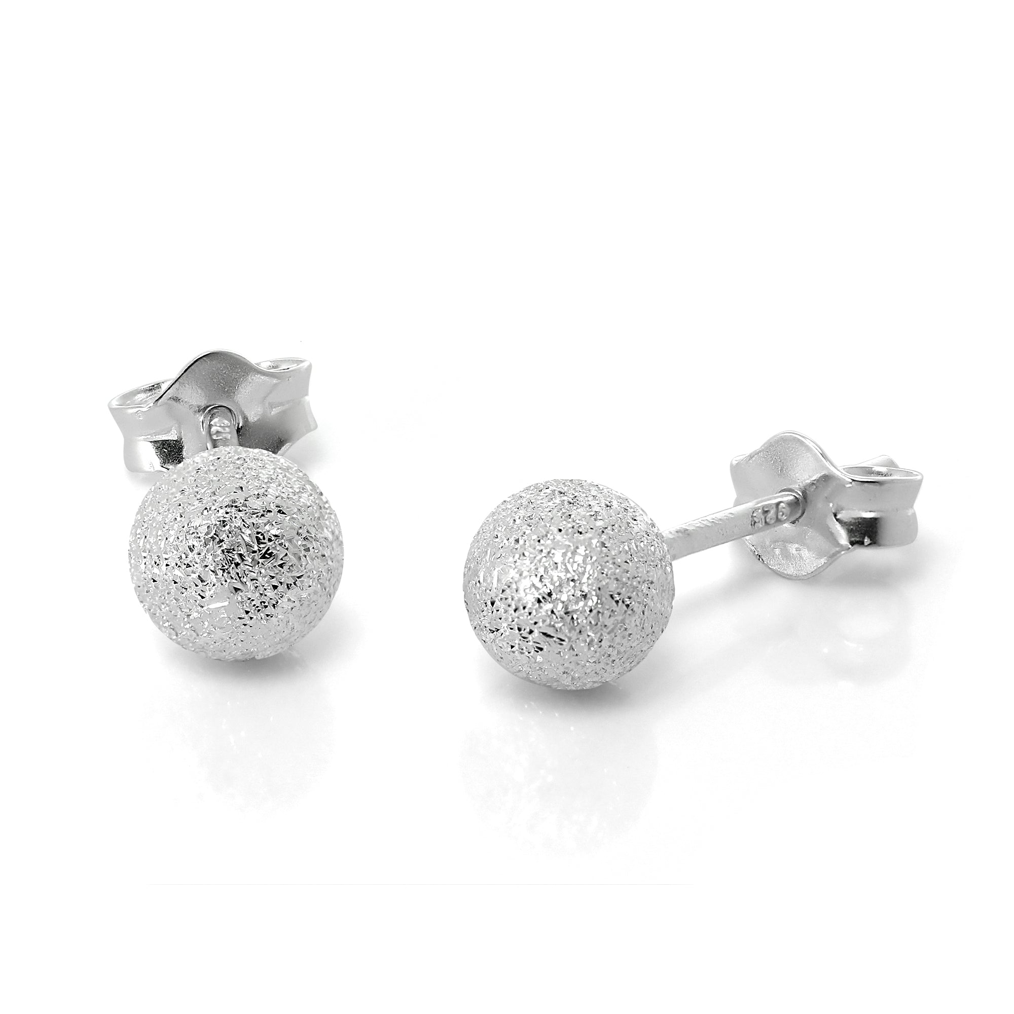 Mattierte Sterlingsilber Kugelohrringe 3 mm - 8 mm