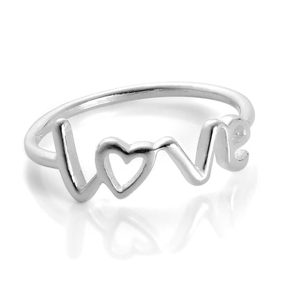Sterling Silber Love Heart Ring Größe I - W