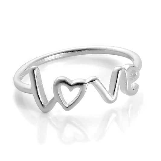 Sterling Silber Love Heart Ring Größe I - W