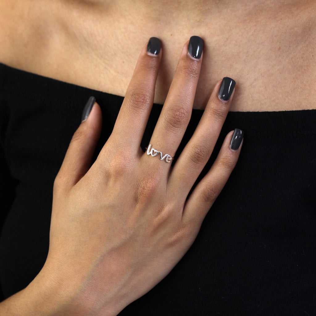 Sterlingsilber Love Heart Ring Größe I - W