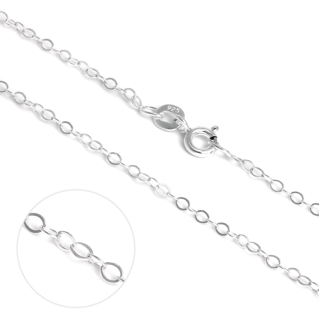 Leichte flache Kabelkette aus Sterlingsilber, 40–56 cm