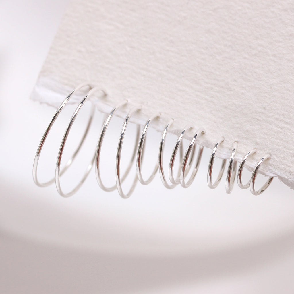 Leichte Schlafcreolen aus Sterlingsilber, 8 mm - 22 mm