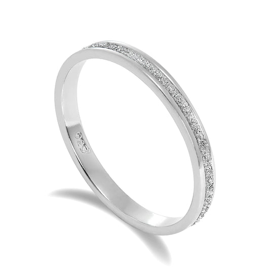 Frosted Sterling Silver Full Eternity Ring I-W