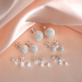 Mattierte Sterlingsilber Kugelohrringe 3 mm - 8 mm