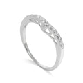 Sterlingsilber- und CZ-Kristall-Wishbone-Ring mit Herzen Größe I – W