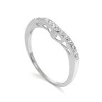 Sterlingsilber- und CZ-Kristall-Wishbone-Ring mit Herzen Größe I – W