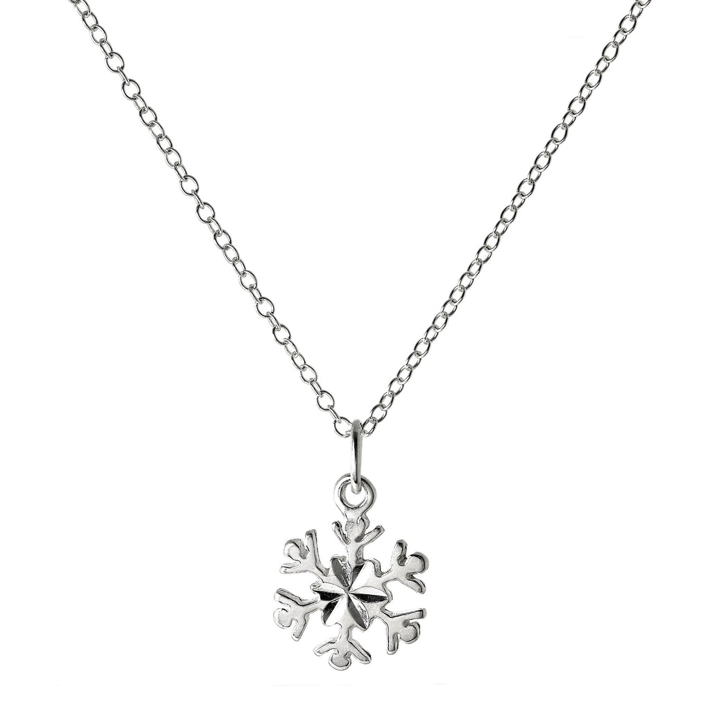 Sterlingsilber 45,5 cm Diamantschliff Schneeflocke Halskette
