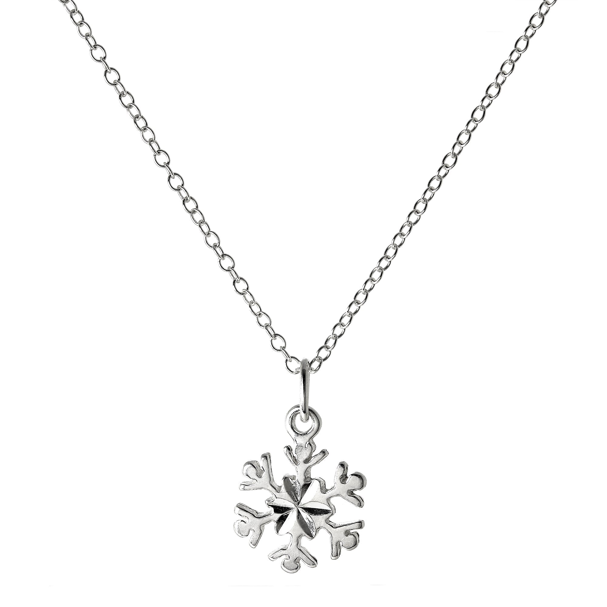 Sterlingsilber 45,5 cm Diamantschliff Schneeflocke Halskette