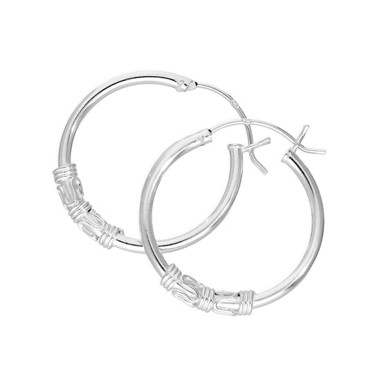 Sterling Silver Bali Hoop Earrings